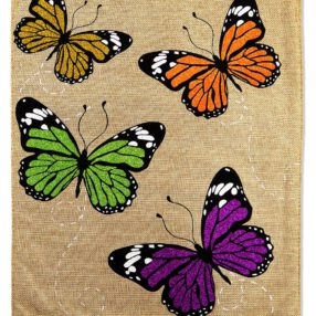 Butterflies Garden Burlap - Bugs & Frogs Garden Friends Vertical Applique Decorative Flags HGE80016 Imported