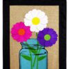 Daisys Mansion Jar Burlap - Floral Spring Vertical Applique Decorative Flags HGE80047 Imported