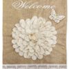Cute White Ruffles Flower Burlap - Floral Spring Vertical Applique Decorative Flags HGE80051 Imported