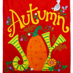 Autumn Joy - Harvest & Autumn Fall Vertical Applique Decorative Flags HGE80054 Imported