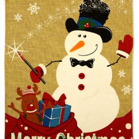 Christmas Snowman and Gift Burlap - Christmas Winter Vertical Applique Decorative Flags HGE80261 Imported