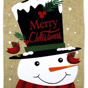 Christmas Friends Snowman Burlap - Christmas Winter Vertical Applique Decorative Flags HGE80235 Imported