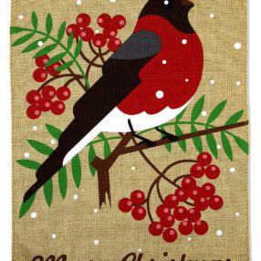Christmas Singing Bird Burlap - Christmas Winter Vertical Applique Decorative Flags HGE80241 Imported
