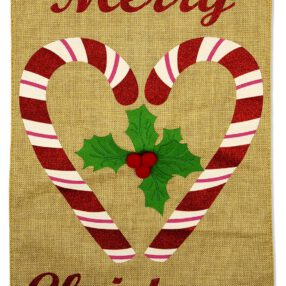 Christmas Candy Cane Burlap - Christmas Winter Vertical Applique Decorative Flags HGE80247 Imported