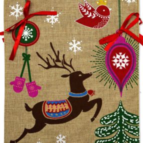 Christmas Series Burlap - Christmas Winter Vertical Applique Decorative Flags HGE80248 Imported