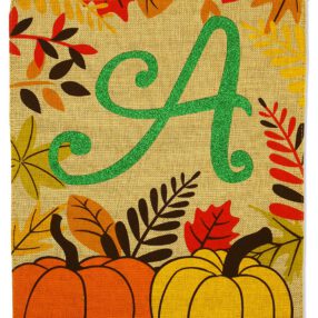 Fall Pumpkin A Burlap - Harvest & Autumn Fall Vertical Applique Decorative Flags HGE80266 Imported