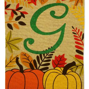 Fall Pumpkin G Burlap - Harvest & Autumn Fall Vertical Applique Decorative Flags HGE80269 Imported
