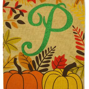 Fall Pumpkin P Burlap - Harvest & Autumn Fall Vertical Applique Decorative Flags HGE80271 Imported