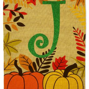 Fall Pumpkin J Burlap - Harvest & Autumn Fall Vertical Applique Decorative Flags HGE80278 Imported