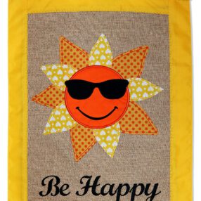 Be Happy Sun Burlap - Fun In The Sun Summer Vertical Applique Decorative Flags HGE80388 Imported