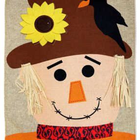 Happy Scarecrow Burlap - Halloween Fall Vertical Applique Decorative Flags HGE80391 Imported