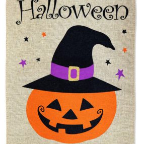 Halloween Pumpkin Burlap - Halloween Fall Vertical Applique Decorative Flags HGE80394 Imported