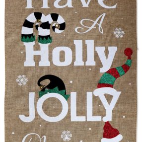 Have Holly Jolly Christmas Burlap - Christmas Winter Vertical Applique Decorative Flags HGE80431 Imported