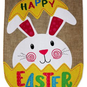 Happy Easter Bunny Burlap - Easter Spring Vertical Applique Decorative Flags HGE80489 Imported