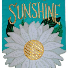 Hello Sunshine Burlap - Floral Spring Vertical Applique Decorative Flags HGE80515 Imported