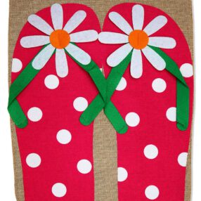 Daisy Flip Flop Burlap - Beach Coastal Vertical Applique Decorative Flags HGE80516 Imported
