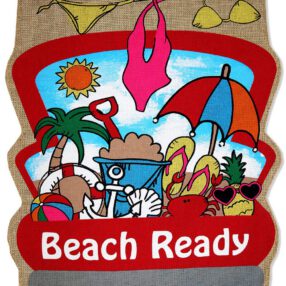 Beach Ready Burlap - Beach Coastal Vertical Applique Decorative Flags HGE80520 Imported
