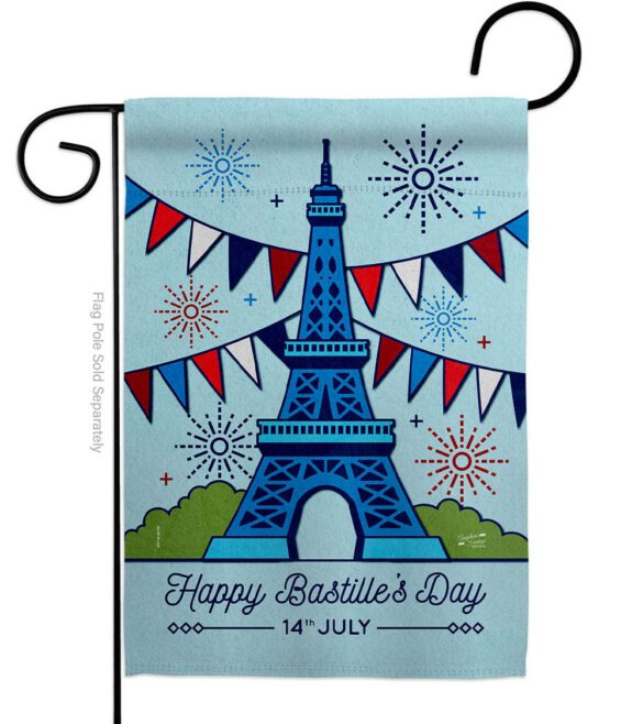 Happy Bastille Day - Nationality Flags of the World Horizontal Impressions Decorative Flags HG130394 Made In USA