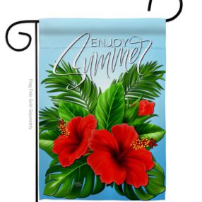 Enjoy Hibiscus - Beach Coastal Vertical Impressions Decorative Flags HG106095 Made In USA