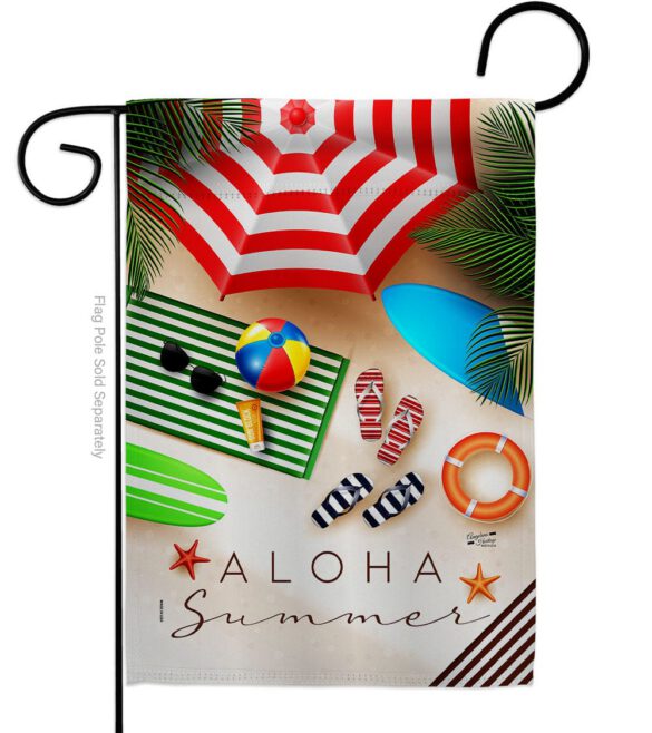 Aloha Beach Time - Beach Coastal Vertical Impressions Decorative Flags HG137451 Made In USA - Image 2