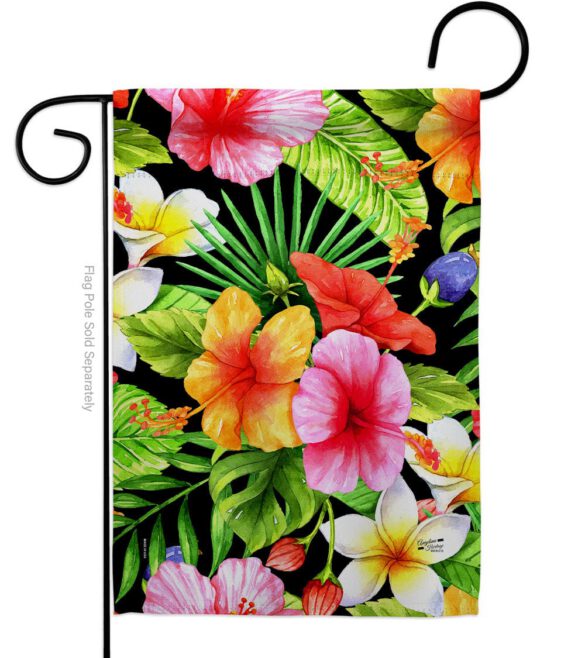 Hibiscus Bush - Beach Coastal Vertical Impressions Decorative Flags HG137550 Made In USA