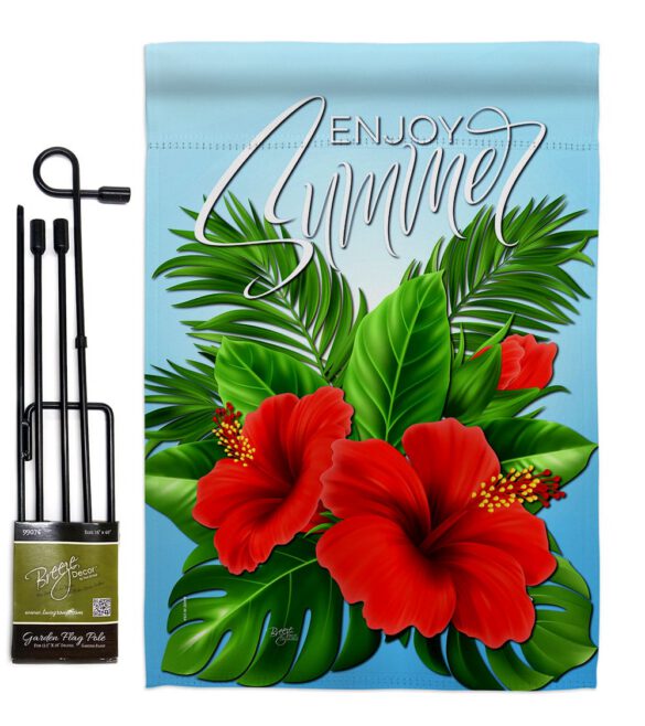 Enjoy Hibiscus - Beach Coastal Vertical Impressions Decorative Flags HG106095 Made In USA - Image 4