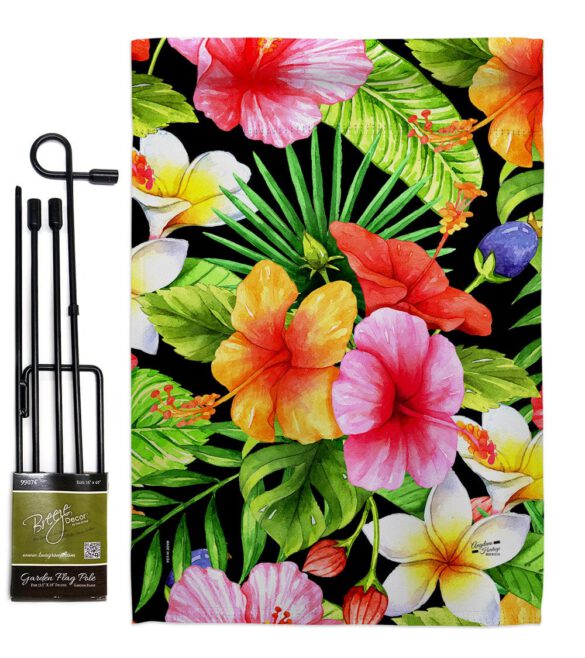 Hibiscus Bush - Beach Coastal Vertical Impressions Decorative Flags HG137550 Made In USA - Image 4