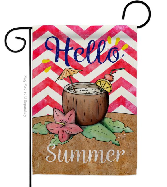 Coconut Summer Drinks - Beverages Happy Hour & Drinks Vertical Impressions Decorative Flags HG137001 Made In USA
