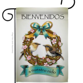 Bienvenidos a Nuestro Nido - Birds Nature Vertical Impressions Decorative Flags HG120023 Made In USA