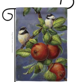Chickadees & Apples - Birds Garden Friends Vertical Impressions Decorative Flags HG105034 Made In USA