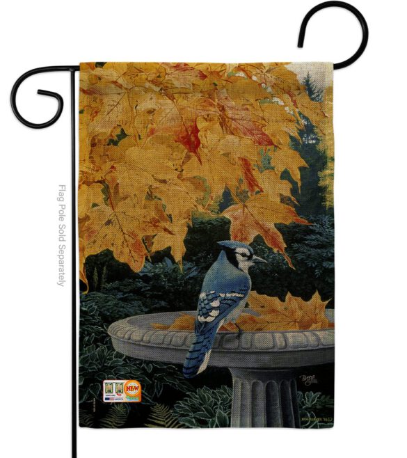 Autumn Birdbath - Birds Garden Friends Vertical Impressions Decorative Flags HG105036 Made In USA - Image 9