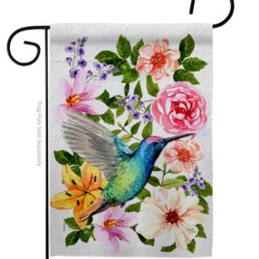 Colorful Hummingbird - Birds Garden Friends Vertical Impressions Decorative Flags HG105064 Made In USA