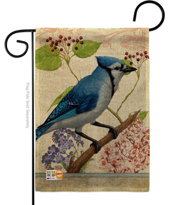 Blue Jay Floral - Birds Garden Friends Vertical Impressions Decorative Flags HG191052 Made In USA - Image 8