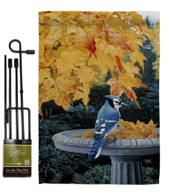 Autumn Birdbath - Birds Garden Friends Vertical Impressions Decorative Flags HG105036 Made In USA - Image 5