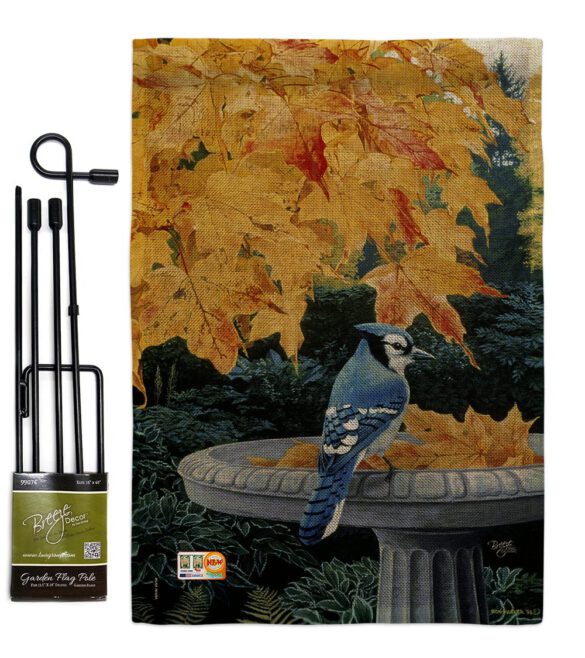 Autumn Birdbath - Birds Garden Friends Vertical Impressions Decorative Flags HG105036 Made In USA - Image 10