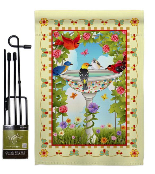 Bathing Birds Ivory - Birds Garden Friends Vertical Impressions Decorative Flags HG105037 Made In USA - Image 5