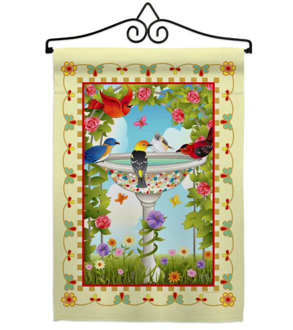 Bathing Birds Ivory - Birds Garden Friends Vertical Impressions Decorative Flags HG105037 Made In USA - Image 8