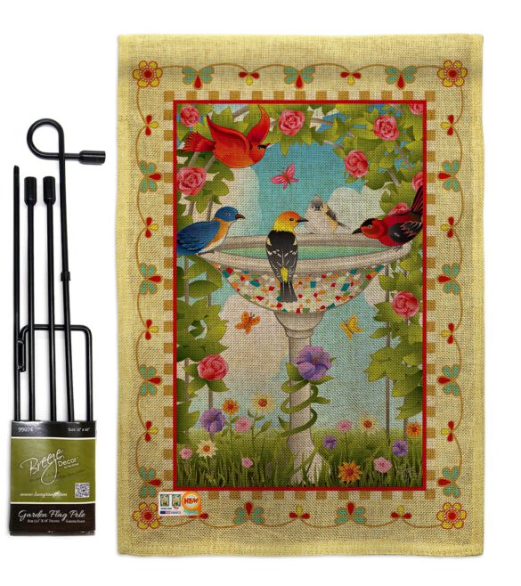 Bathing Birds Ivory - Birds Garden Friends Vertical Impressions Decorative Flags HG105037 Made In USA - Image 10