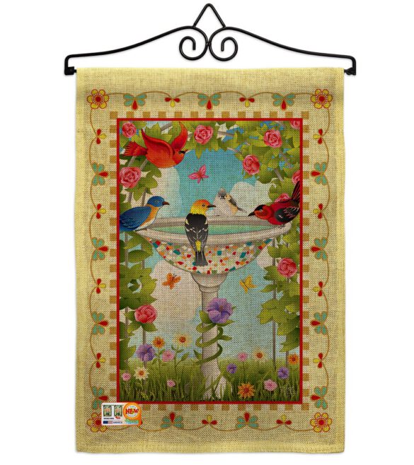 Bathing Birds Ivory - Birds Garden Friends Vertical Impressions Decorative Flags HG105037 Made In USA - Image 11