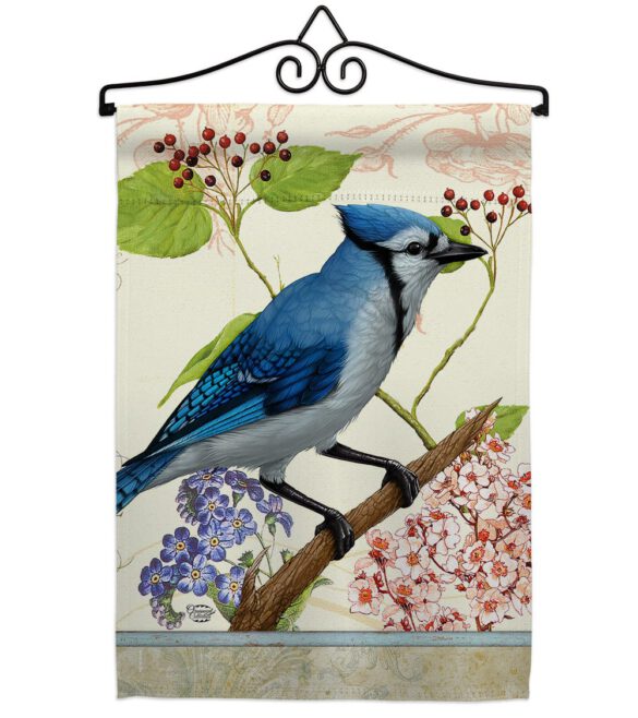 Blue Jay Floral - Birds Garden Friends Vertical Impressions Decorative Flags HG191052 Made In USA - Image 7