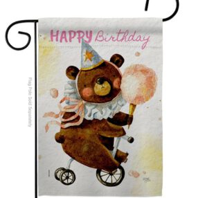 Cute Bear Birthday - Party Celebration Special Occasion Vertical Impressions Decorative Flags HG120093 Made In USA