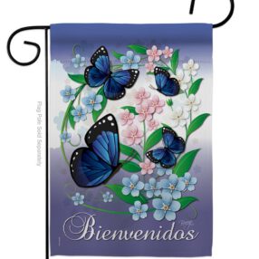 Bienvenidos Mariposas Celestes - Bugs & Frogs Garden Friends Vertical Impressions Decorative Flags HG104073 Made In USA