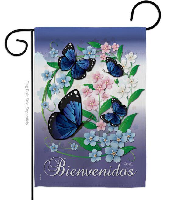 Bienvenidos Mariposas Celestes - Bugs & Frogs Garden Friends Vertical Impressions Decorative Flags HG104073 Made In USA