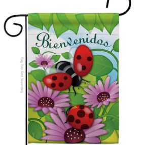 Bienvenidos Tortolitas - Bugs & Frogs Garden Friends Vertical Impressions Decorative Flags HG104074 Imported