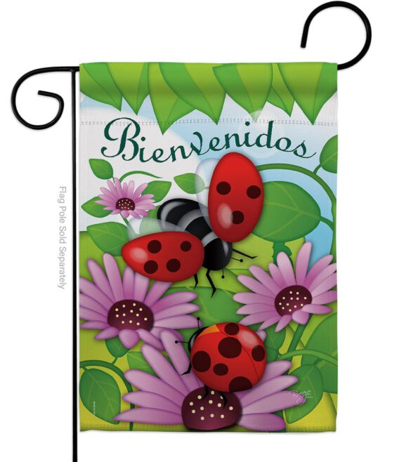 Bienvenidos Tortolitas - Bugs & Frogs Garden Friends Vertical Impressions Decorative Flags HG104074 Imported
