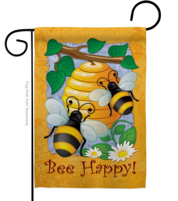Bee Happy - Bugs & Frogs Garden Friends Vertical Impressions Decorative Flags HG104077 Made In USA