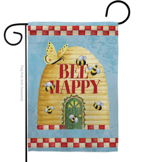 Bee Happy Hive - Bugs & Frogs Garden Friends Vertical Impressions Decorative Flags HG104089 Made In USA