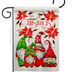 Christmas Gnome Family - Bugs & Frogs Garden Friends Vertical Impressions Decorative Flags HG104166 Made In USA