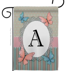 Butterflies A Initial - Bugs & Frogs Garden Friends Vertical Impressions Decorative Flags HG130131 Made In USA