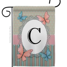 Butterflies C Initial - Bugs & Frogs Garden Friends Vertical Impressions Decorative Flags HG130133 Made In USA